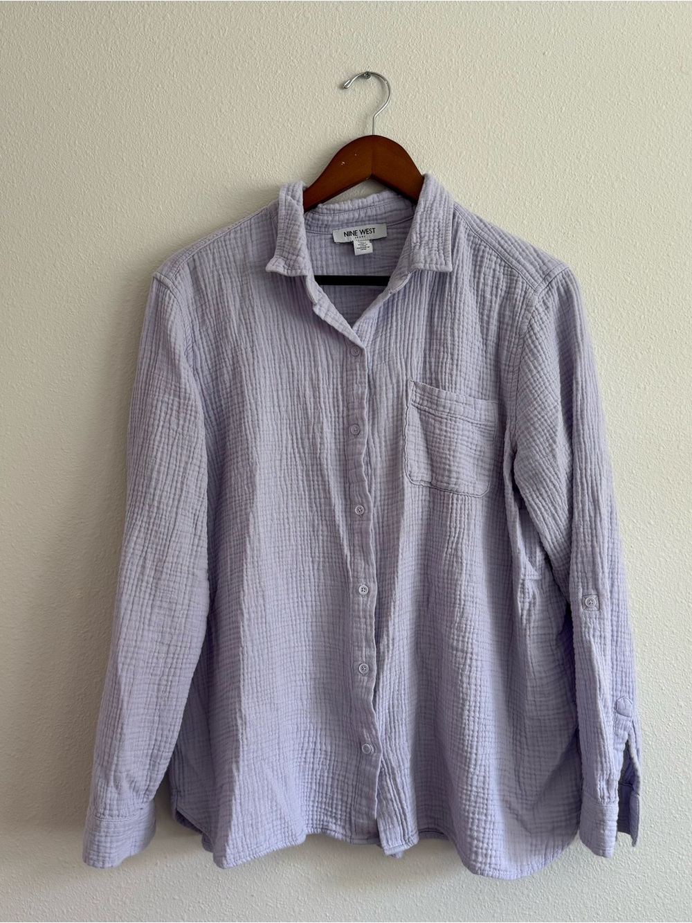 Nine West Lavender Gauze Button-Down